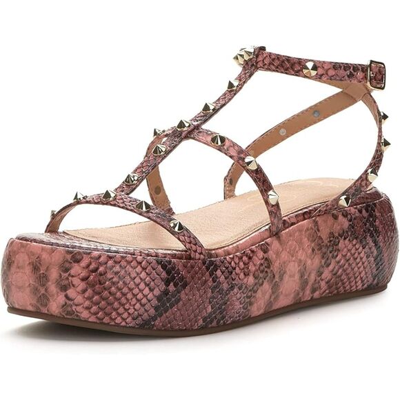 Jessica Simpson women's Pascha Wedge Sandal Salmon Festival Snake Print - 7 - Picture 1 of 6